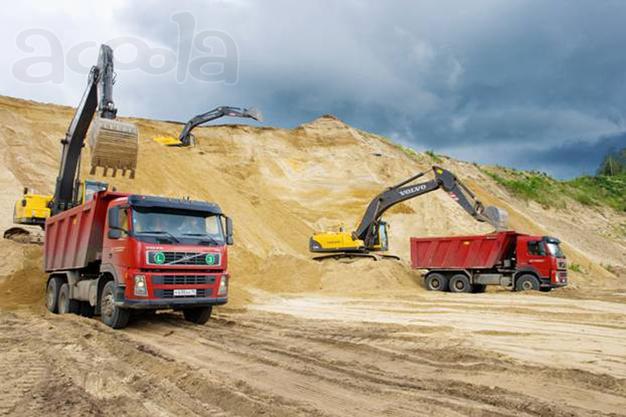 Песок строительный мытый, сеянный с доставкой от 550 р./м3 по Москве и Московской области круглосуточно без выходных