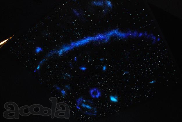 Ручная Роспись «Звёздное небо Твоя Галактика» невидна при свете светится  в темноте