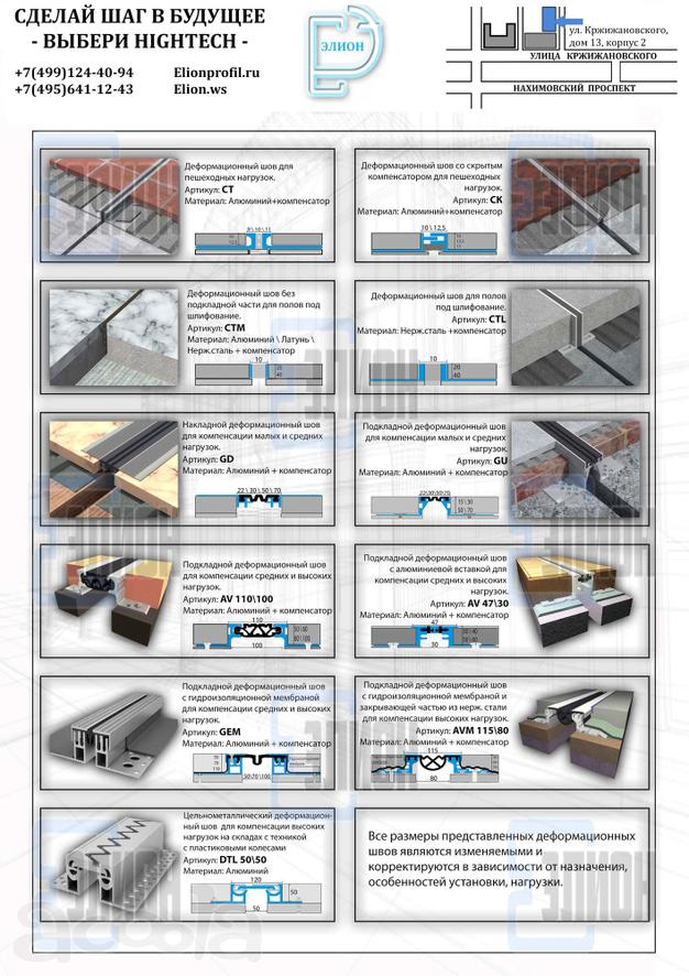 Алюминиевые и стальные деформационные и компенсационные швы